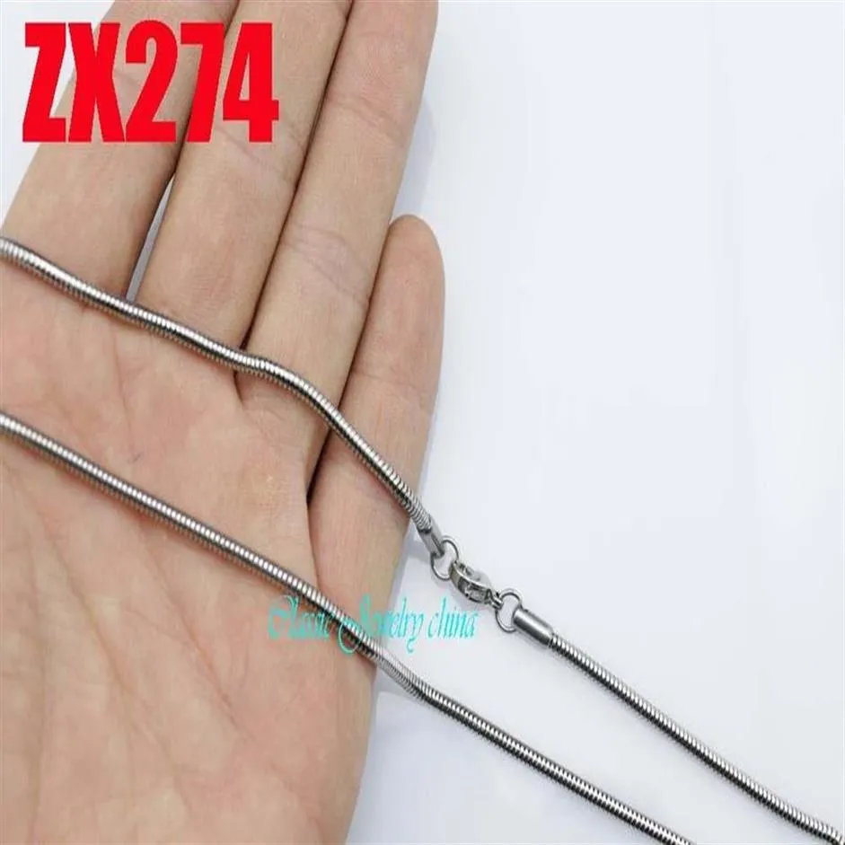 Roestvrij stalen ketting 2,4 mm ronde slang ketting mode mannelijke vrouwen sieraden 20 stuks ZX274 ZX252273P