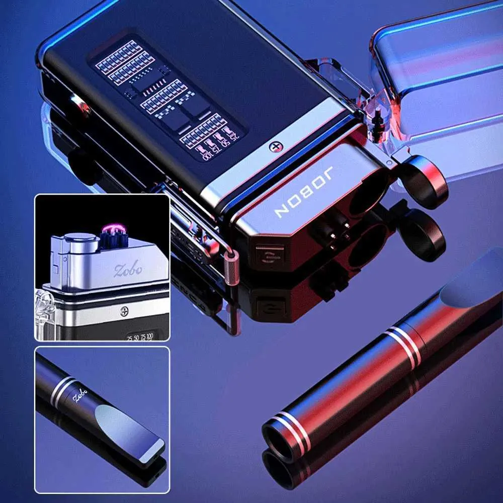 Tändare vattentät flamelös elektrisk laddningsbar tändare med cigaretthållare Cool Dual Arc Plasma -tändare för utomhusgrillcamping 1WZ1