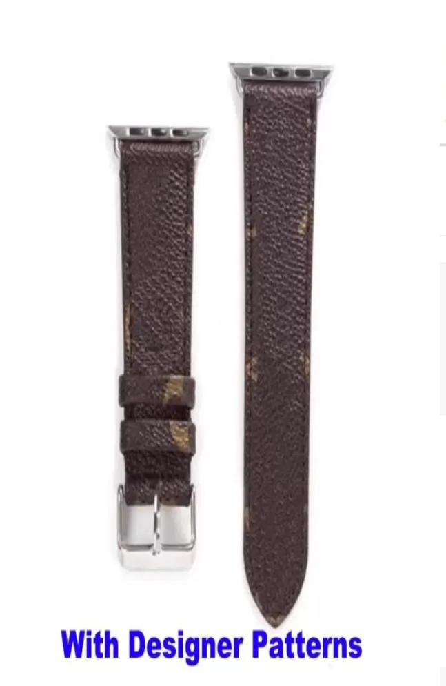 Cinturini per orologi intelligenti di design per cinturini Serie 1 2 3 4 5 6 38mm 40mm 42mm 44mm Sostituzione cinturino SmartWatch in pelle PU con connettore adattatore accessori1398435