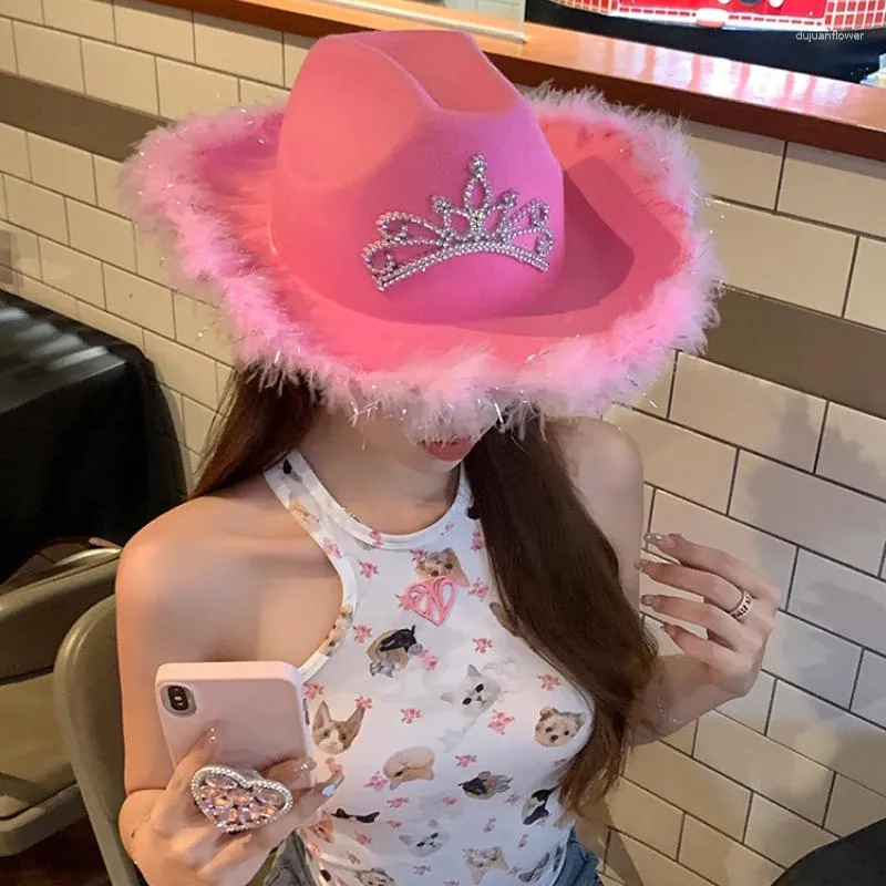 Pink cowboy outlet hat with tiara
