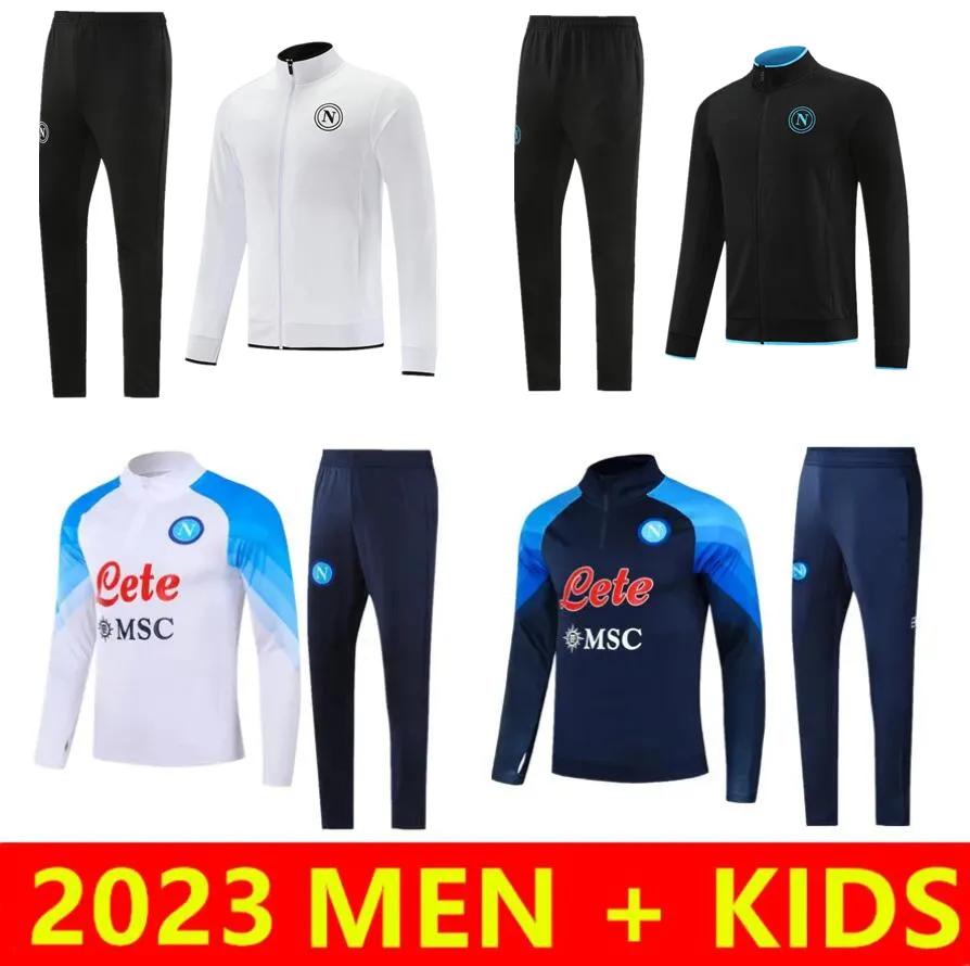 2023 Napoli Survêtement de football Veste d'avant-match 23/24 SSC Naples jogging à manches longues Strike Drill Costume d'entraînement de football Hommes Enfants Futbol Chandal