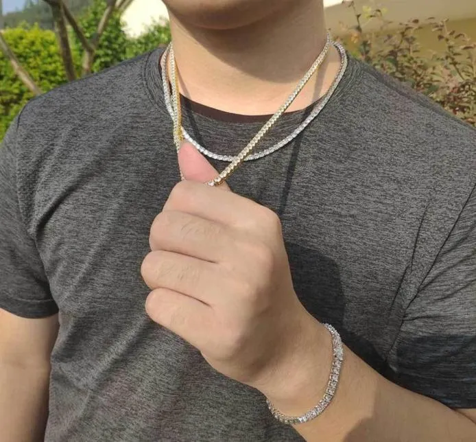 3mm 4mm 5mm 6mm Iced Out Tennis Kette Hip Hop Bling Schmuck Herren