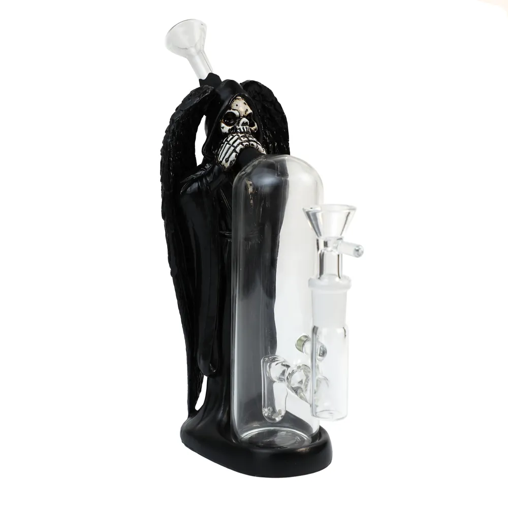 Narghilè Vetro Shisha Accessori per fumatori Grim Reaper Style Dab Rig Tubi per l'acqua Bong Tabacco in resina con ciotola