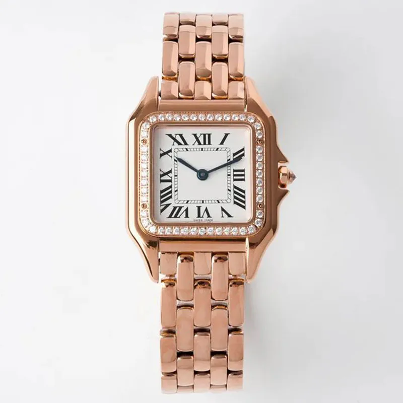 Nuevo diseñador clásico Reloj de diamantes para mujer Reloj Movimiento de cuarzo Tanque cuadrado Oro Sier Relojes para hombre Montre De Luxe Business 22 * 30 mm Tendencia