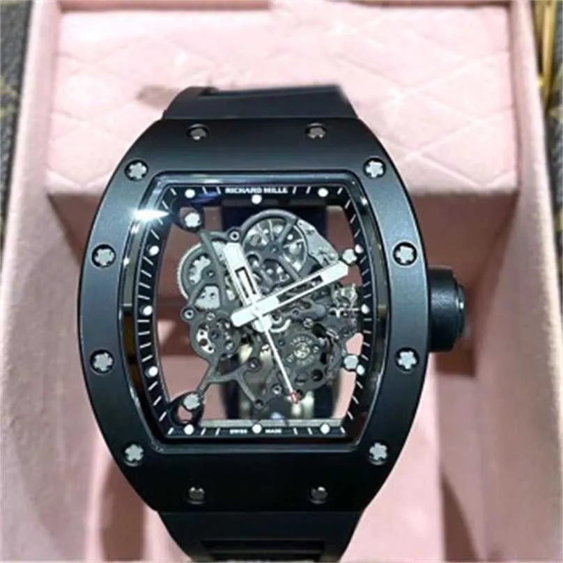 Richarmill İzle Tourbillon Otomatik Mekanik Kol saatleri İsviçre Kadın Saatleri Erkekler Serisi Otomatik Mekanik İçi Boş Tarih Ekran 48x40mm Erkek Watc WnwoJ