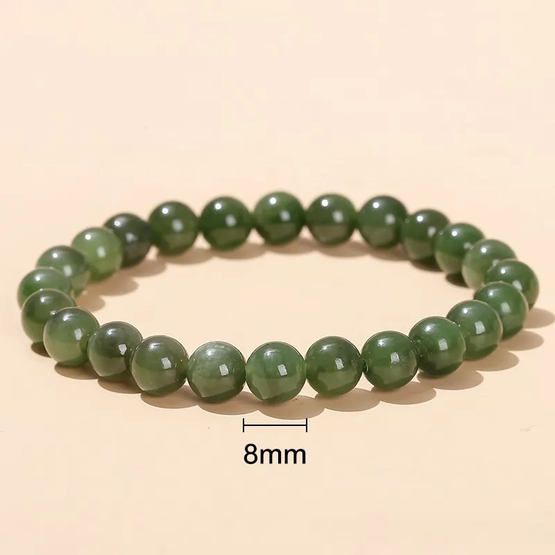 Natural Chinese Green Jade Bracelets Gemstone Jewelry Strand Elastic Bracelets Wrist hand Lucky Gift