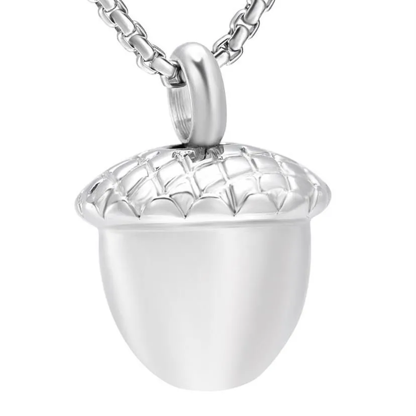 Chains ACORN Cremation Necklace For Human Pet Animal Ashes Stainless Steel Memorial Urn Keepsake Pendant Jewelry Women Kid239f