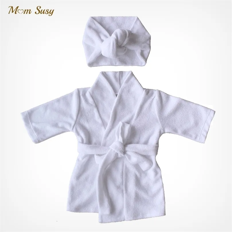 Towels Robes born Baby Boy Girl Robe Set 100% Cotton Toweling Terry Infant Bathrobe Hooded Sleeprobe With Headwear Home Suit 0-2Y 231006