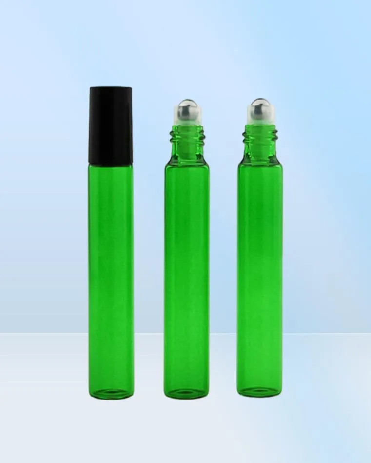 Rotolo di vetro vuoto da 10 ml su bottiglia Contenitore a rullo trasparente blu rosso verde ambrato 13 OZ per profumi di aromaterapia con olio essenziale e Li4357550