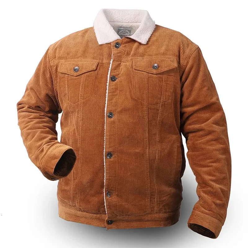 Herrjackor vinter överdimensionerade varsity bombplan plus size corduroy sherpa fleece motorcykel trucker arbetsjacka mens vintage hög kvalitet 231010