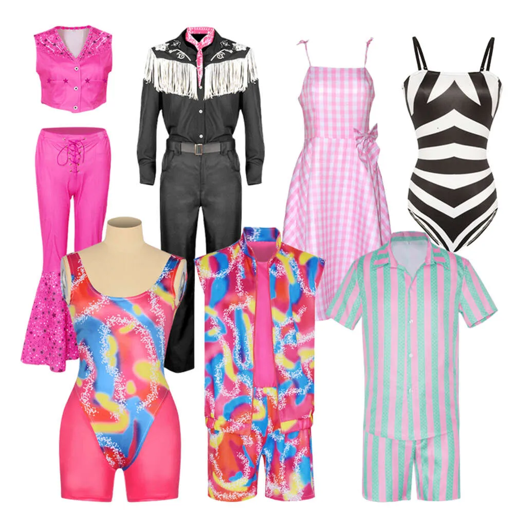 Fantasia feminina de Halloween para meninas, vestido de Margot Robbie, fantasia de cosplay, uniforme de festa, sem mangas, roupas vintage, xadrez rosa, dresscosplay
