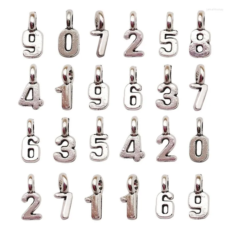 Charms 10pcs/Set Metal Alloy Number 0-9 Digital Pendants Diy Jewelry Accessories 3 8 Mm