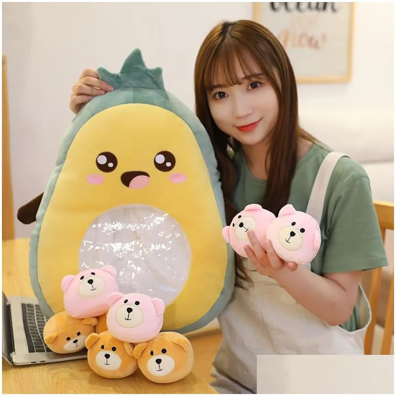 Stuffed Plush Animals 1 Fruit Snack Plant Plugin Toy Stberry Pillow With Small Ball Cartoon Banana Avocado Childrens Gift