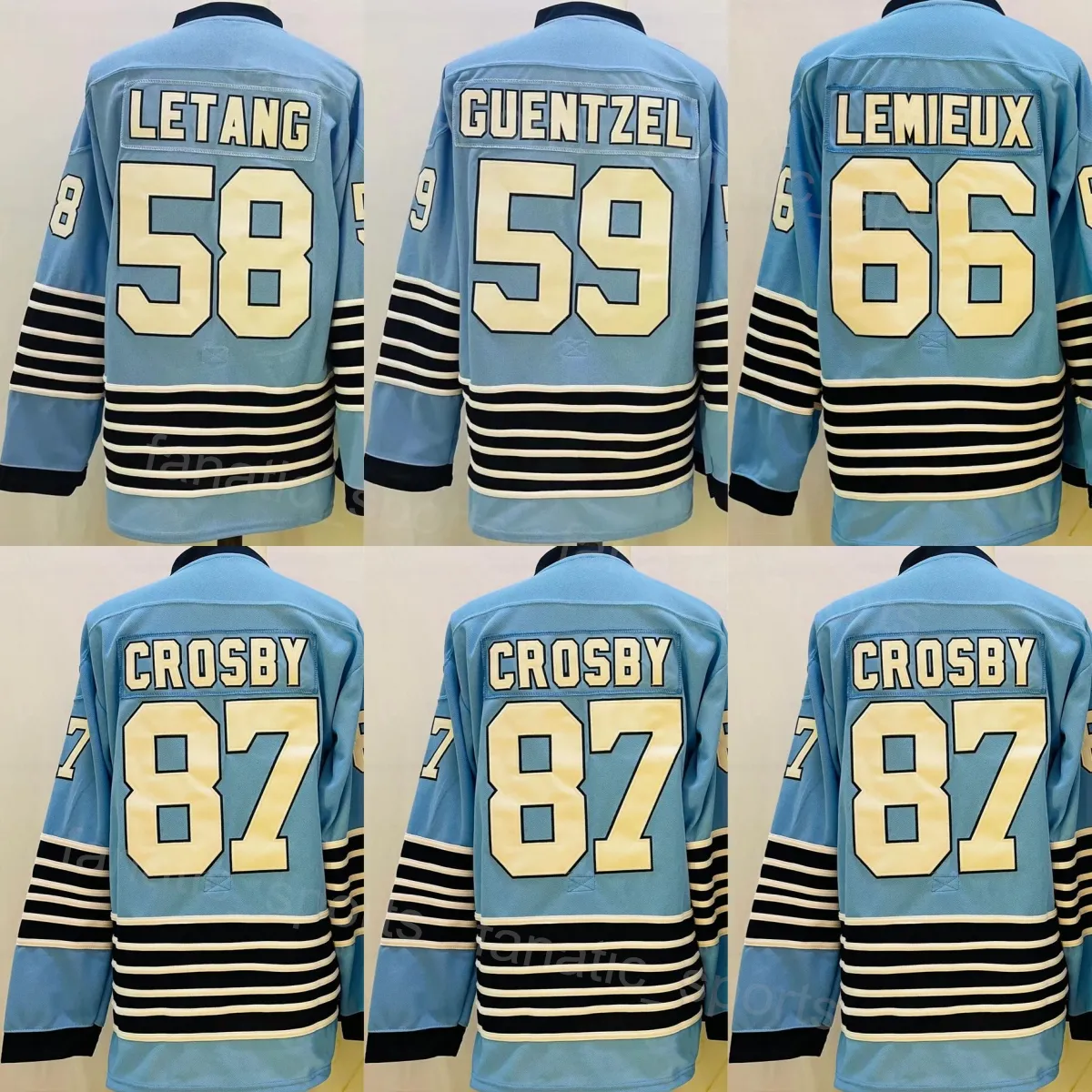 Ice Hockey Reverse Retro 58 Kris Letang Jersey Man 66 Lemieux 87 Sidney Crosby 71 Evgeni Malkin 59 Jake Guentzel Stadium Series Classics Heritage