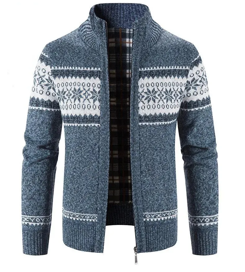 Herrtröjor Cardigan 2023 Autumn Winter Stand Collar dragkedja tröja Pälsjacka Male Kläder Bomull Tjock varm 231010