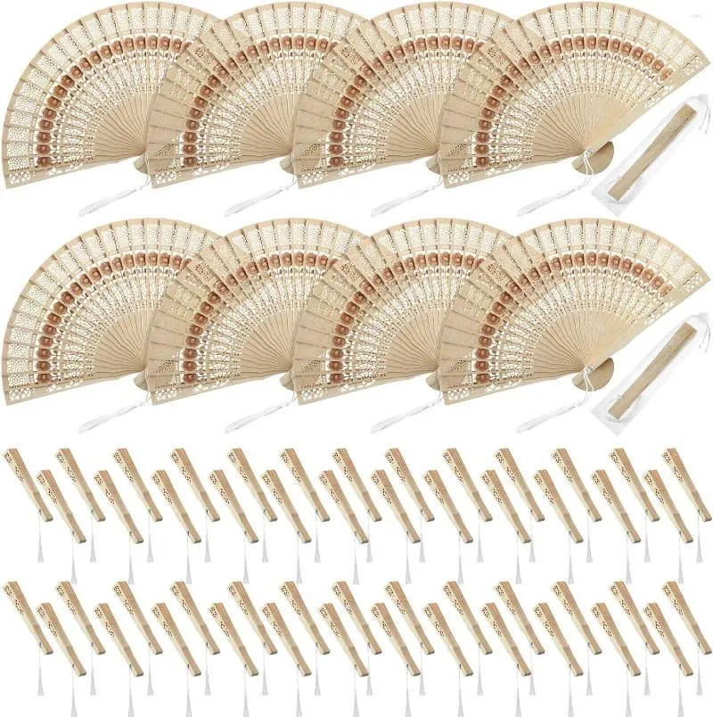 Party Favor Pieces Folding Fans Sandalwood Favors With Tassels And Present Bags Sunflower Pattern Wooden Fan Openwork Hand Held