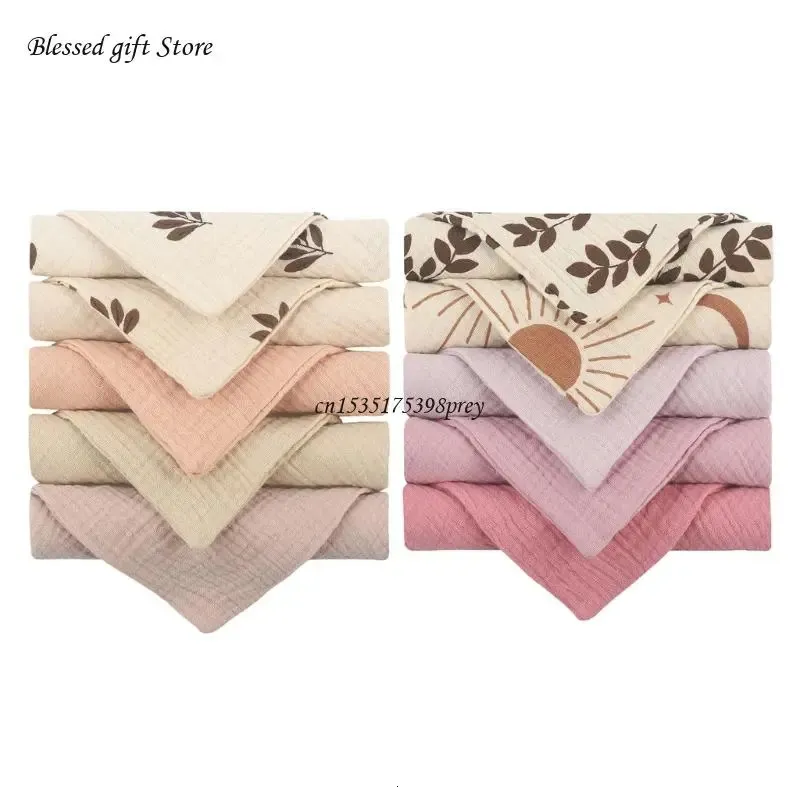 Towels Robes 10Pcs/Set Baby Facecloth Baby Bath Towel Handkerchief Cotton-Gauze Burp Cloth Soft High-absorbent Kindergarten Washcloth 231010