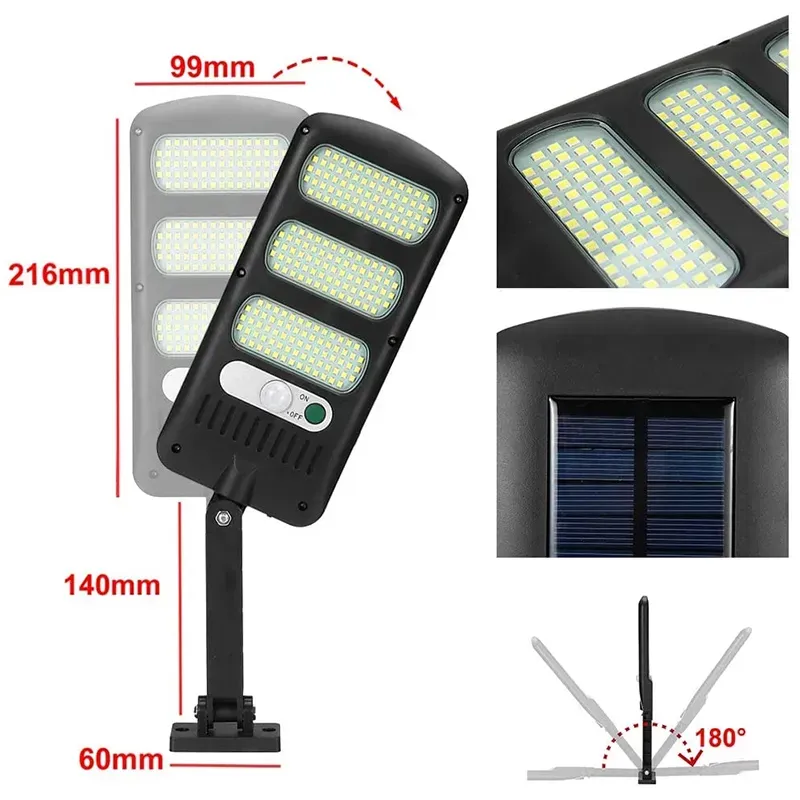 60COB 150COB 120LED 213LED Solar Street Lights Motion Sensor Wall Lamp Waterproof Security Adjustable Light for Outdoor Garden Porch