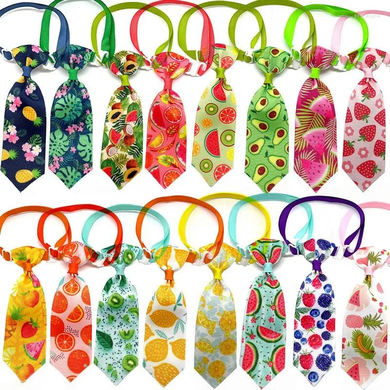 Vêtements pour chiens 10 pièces Style de fruits pour animaux de compagnie chiot chat noeuds papillon réglables petits colliers accessoires de toilettage fournitures