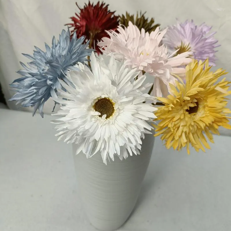 Fleurs décoratives simulées fleur décoration de mariage chrysanthème unique maison bricolage Vase Arrangement photographie ornement faux
