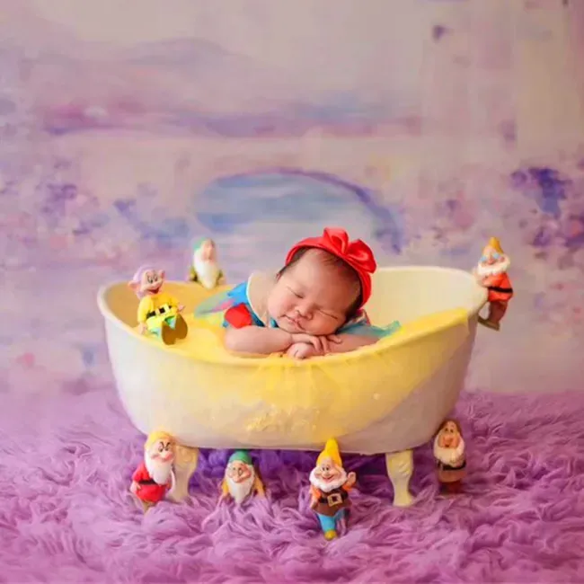 Newborn Photography Props Baby Bathtub Infant Photo Shoot Accessories Sofa Posing Shower Iron Bathtub For Shooting