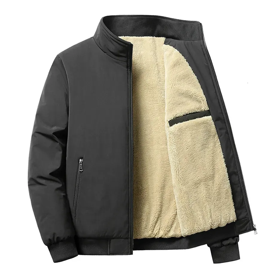 DHgate Mens Thick Fleece Winter Jacket Plus Size Casual Solid Color Warm Coat Apparel