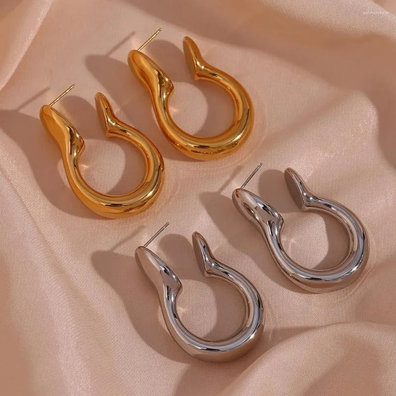 Orecchini pendenti Grandi orecchini placcati in oro con perno femminile a forma speciale di grande gioielleria cava oversize