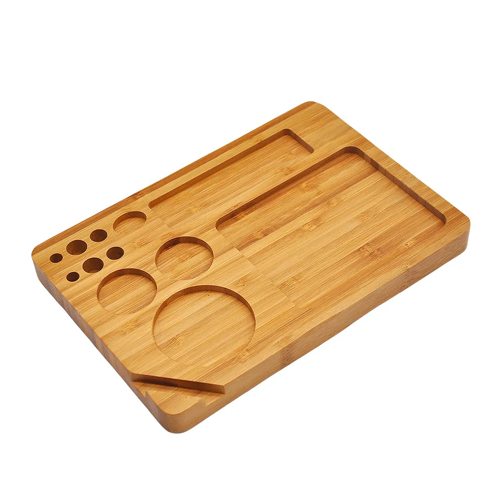 Bandeja de madera Natural para cigarrillos, bandeja cuadrada para liar, accesorios para fumar en el hogar con diámetro de ranura, rollo de tabaco para cigarrillos