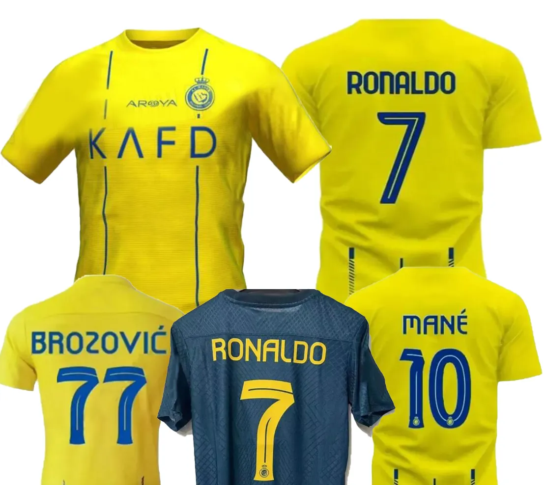 Al-Nass FC 23-24 SOCCE Jeseys personalizados Ronaldo 7 Spotswea futebol jesey shit kits personalizados chutes de manchas de conquista de atacado dhgate fo ginásio al.