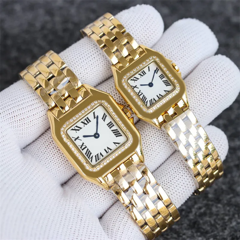 High Quality Square Designer Quartz Couple Watches With Plated