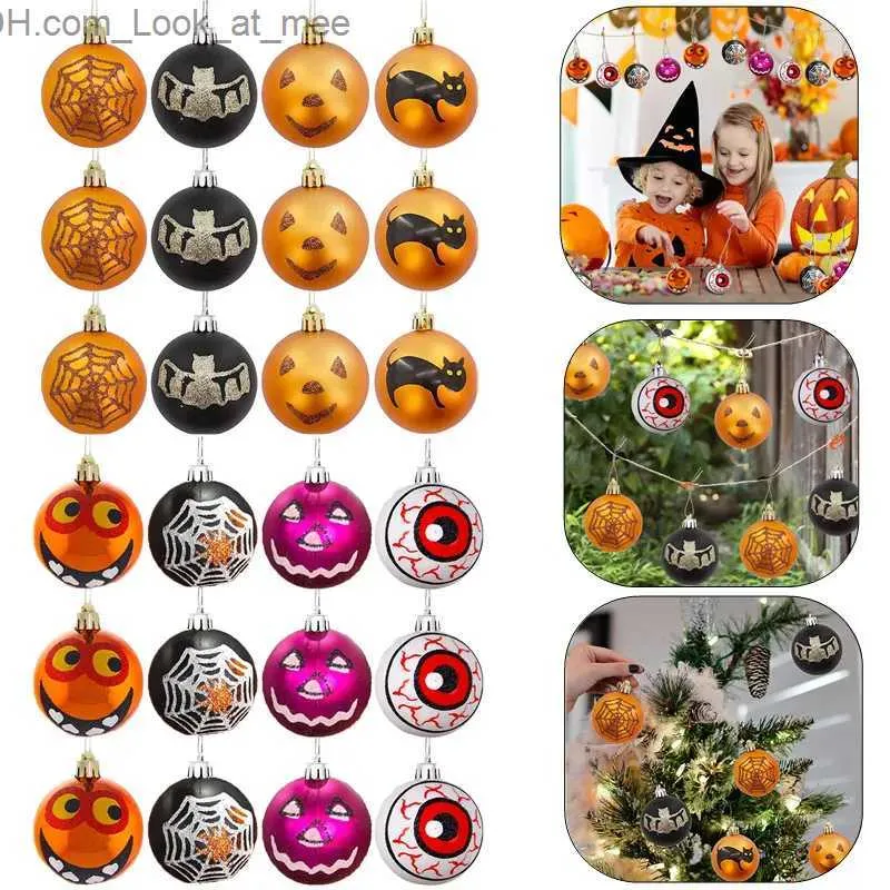 Other Event Party Supplies Halloween Ball Ornaments Happy Pumpkin Bat Spider Web Shatterproof Tree Outdoor Home Decorations Q231010