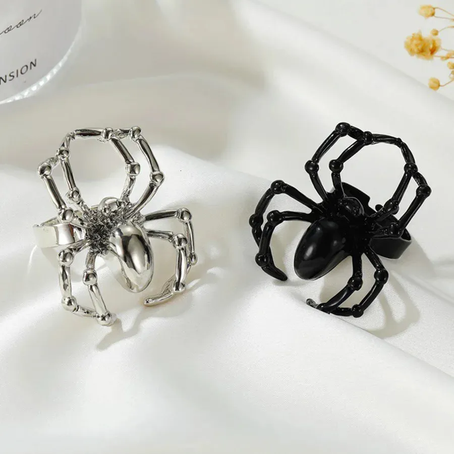 Pierścień Solitaire Creative Gothic Black Spider Pierścienie Zwierzęta Zabawne Halloween imprez