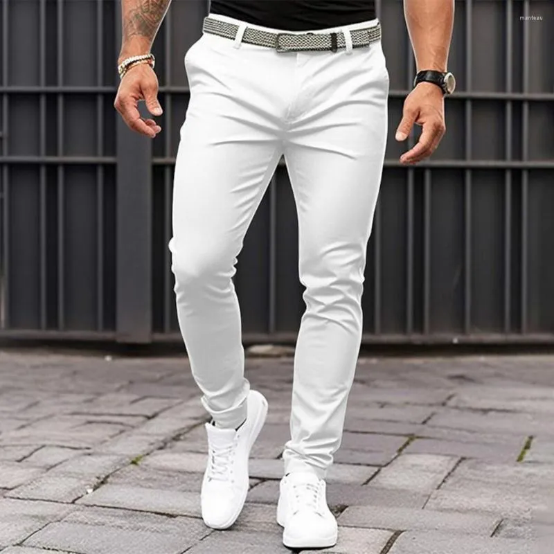 Pantalon pour hommes costume ajusté pantalon de bureau d'affaires Durable avec poches inclinées fermeture éclair couture Fine pour un