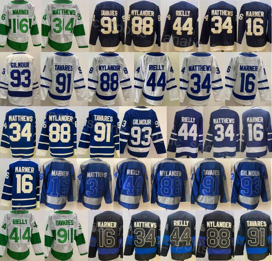 الهوكي العكسي Retro 16 Mitchell Marner Jersey Man 88 William Nylander 44 Morgan Rielly 93 Doug Gilmour 91 John Tavares 34 Auston Matthews Stadium Series Heritage