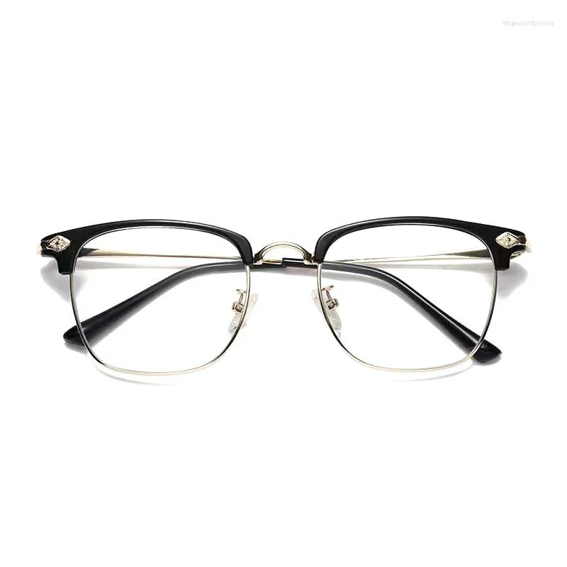 サングラスメンズビジネスアンチブルーライト高解像度リーディンググラス女性ファッションメタルハーフフレーム眼鏡1.0〜4.0クリア