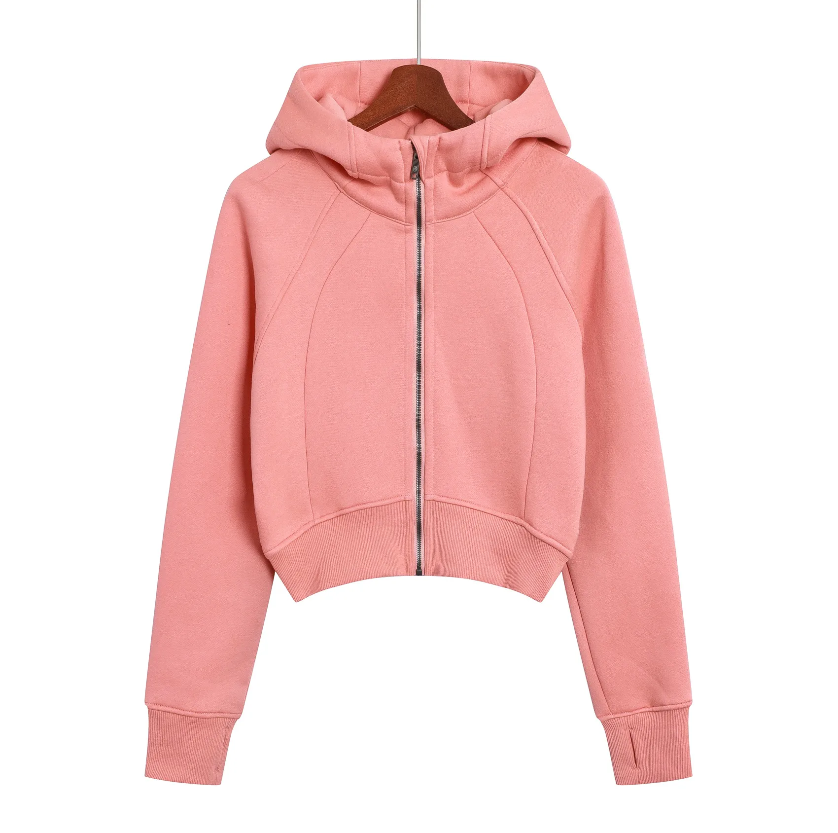 Cropped Half Zip Hoodie Hot Pink