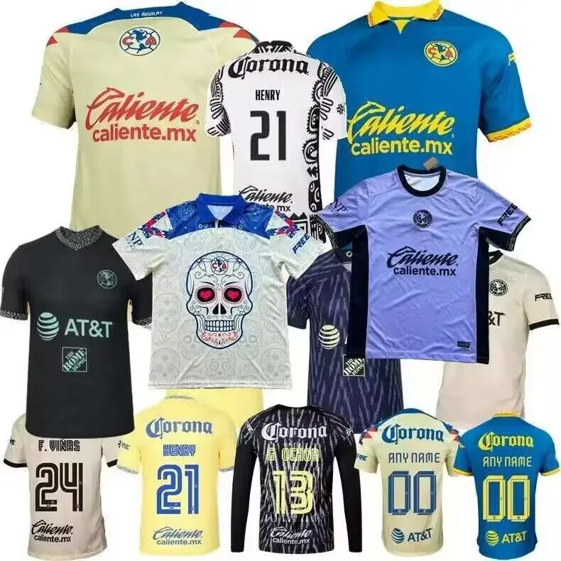 Liga MX Club America Soccer Jerseys 2023 2024 R.MARTINEZ J.QUINONES D.VALDES G.OCHOA GIOVANI FIDALGO M.LAYUN A.ZENDEJAS 21 22 23 24 Football Hommes Femmes Enfants Kits Chemise 4XL