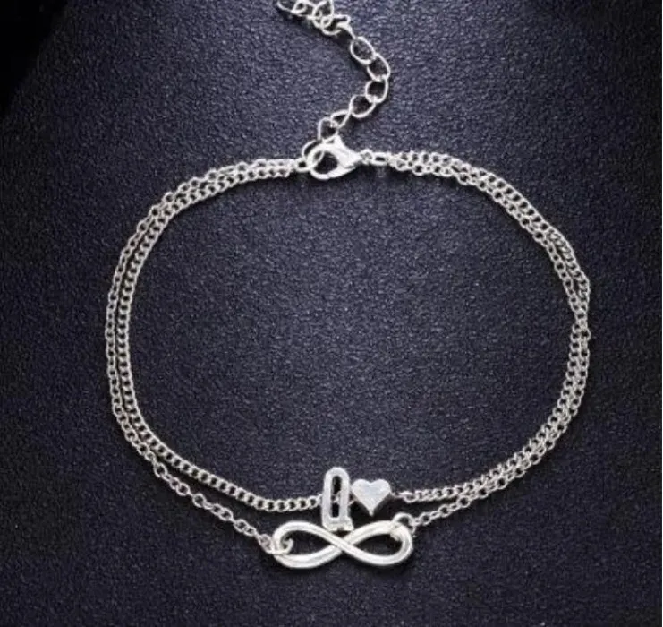 HOT Vintage 26 Letter Anklet Bracelets Female Initial Heart Infinity Charm Bohemian Friend Jewelry Gift Ankles Bangle for Women Girls