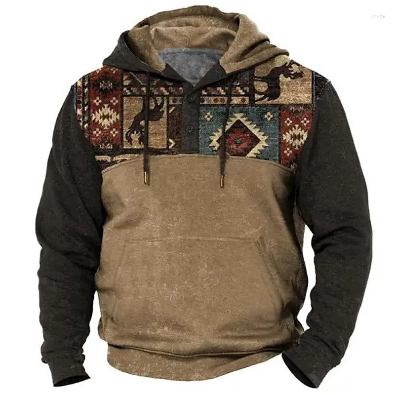 Herren Hoodies Vintage 3D-Druck Langarm Pullover Lässige Mode Sweatshirt Für Männer Übergroße Hochwertige Kleidung