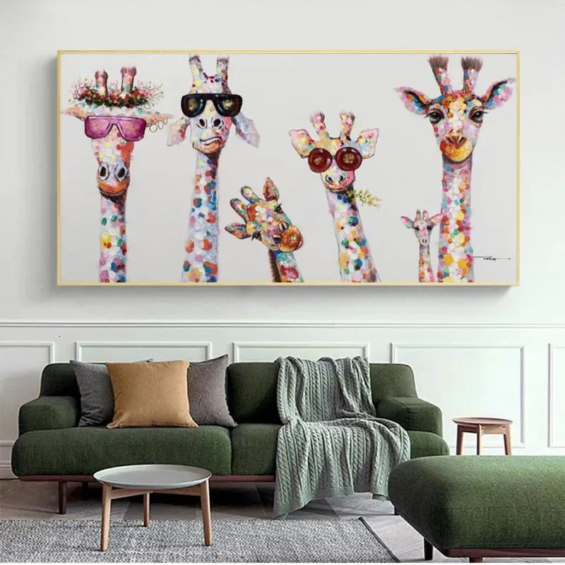 Dipinti Decorazione di arte della parete Tela Pittura Simpatico cartone animato Giraffe Poster Stampa Su tela Immagini per la camera dei bambini Nordic Home Decor 231009