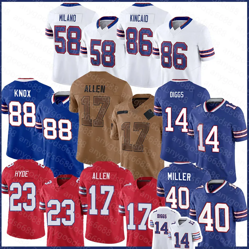 Stefon Diggs Josh Allen Football Jersey Dawson Knox Matt Milano Dalton Kincaid Von Miller Tre'Davious White Micah Hyde Poyer Kaiir Elam Tyler Bass Nyheim Hines Man