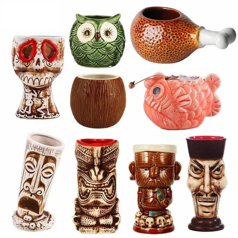 Muggar Ceramic Tiki Mug Creative Porcelain Beer Wine Cup Drinkware 231010