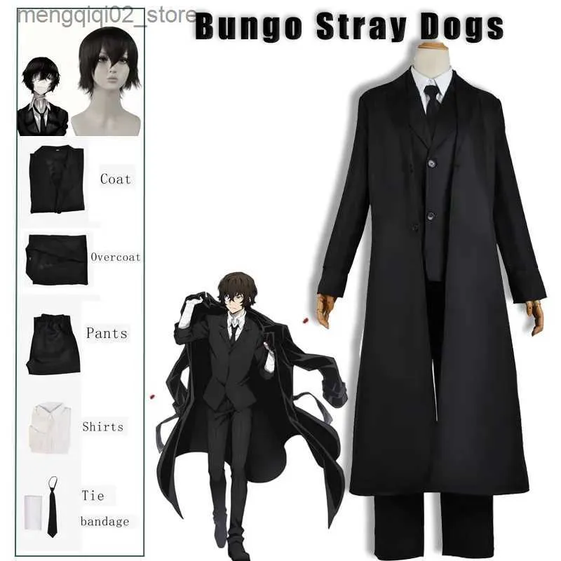 Themakostuum Dazai Osamu Cosplay Bungo Zwerfhonden Kom Come Jaket Panjang Mantel Jas Dewasa Pria Anime Halloween Kom Pakaian Natal Q240307