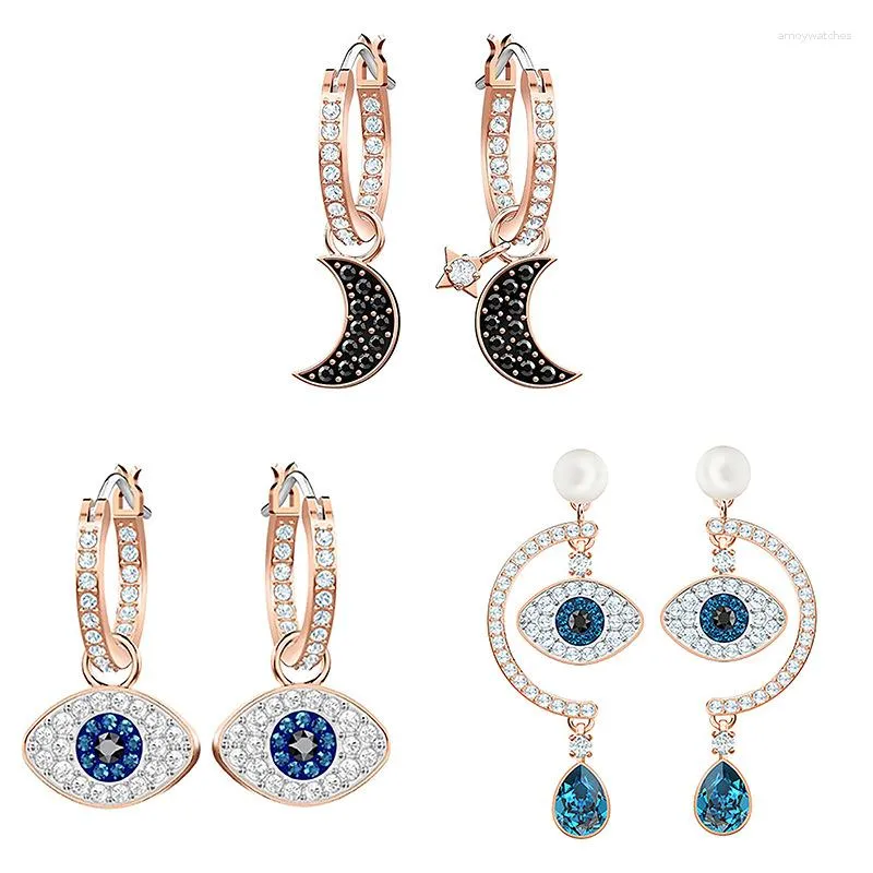 Orecchini pendenti Megin D Crystal Moon The Devils Eyes Pendientes Piercing Stud per donne Ragazze Amici Regalo Gioielli di moda Natale