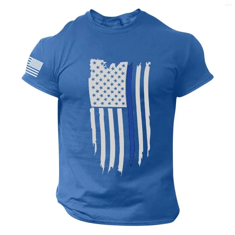 T-shirts pour hommes Sullen pour hommes Hommes Summer Independence Day Mode Casual Chemise imprimée à manches courtes Athlétique