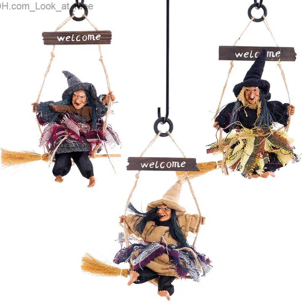 Andra evenemangsfestleveranser Fenkicyen Halloween Ghost Witch Doll Horror Scary Hanging Decoration Ghost Flying Witch Pendant Halloween Diy Party Ornaments Q23101010