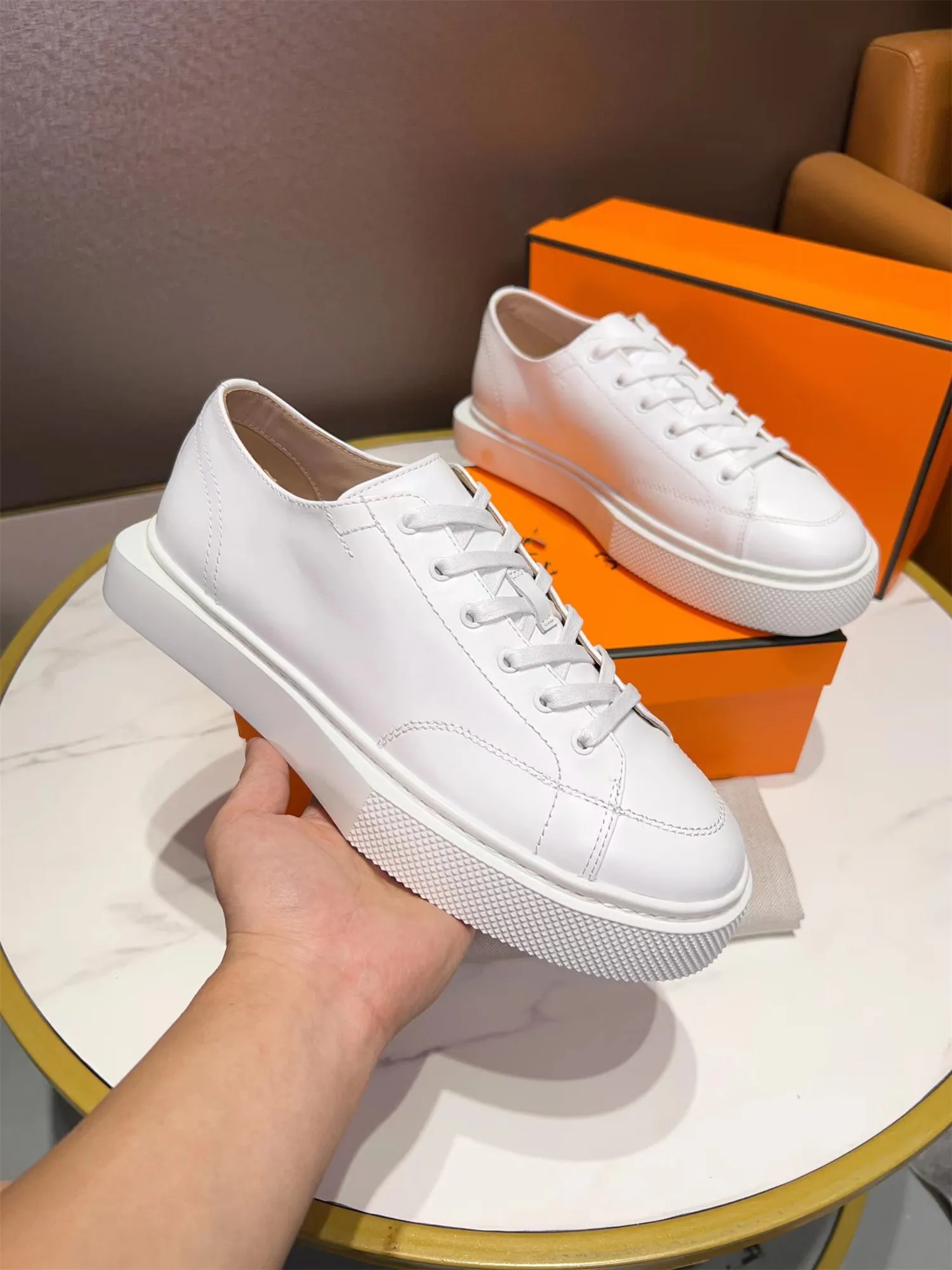 TOP LUXURY GET SEKERS SKOES MÄNS SPORTS LACE UP TRAINERS Teknisk man Comfort Classic White Black Party Wedding Skateboard Walking EU38-45.box