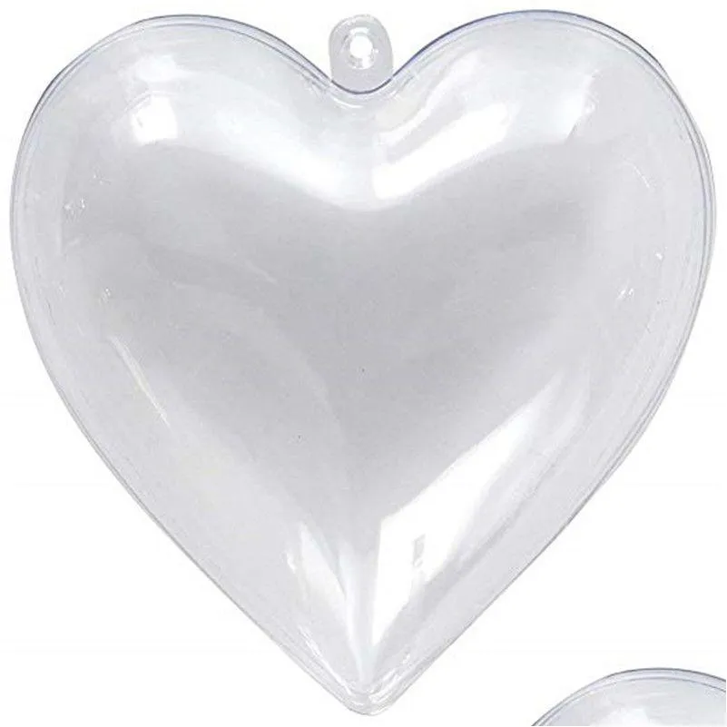 Christmas Decorations Clear Plastic Decorative Gift Box Fillable Heart Shaped Balls Hanging Ornament For Wedding Anniversary Party Hom Dhvge