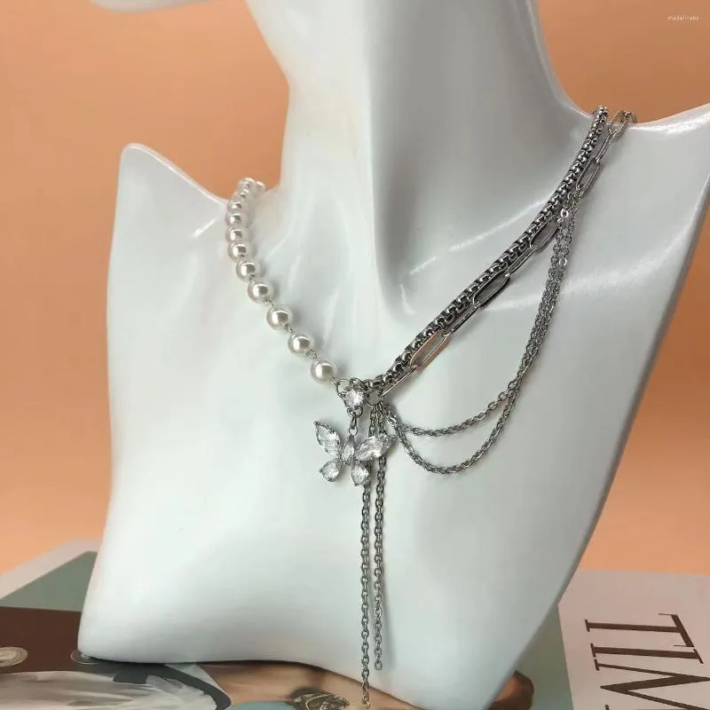 Łańcuchy ułożone w kółko w zawieszek nonszkodowy Pierścień naszyjnik dla kobiet słodki fajny luksusowy splicing link do obojczyka obojczyka
