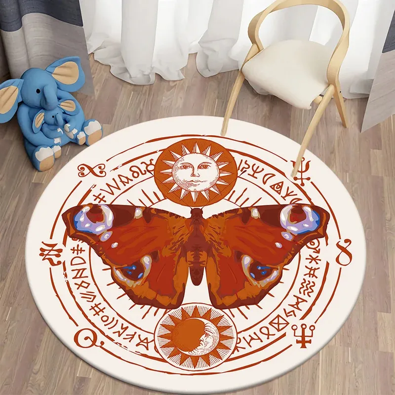 Tapis mystère Kawaii imprimé rond pour tapis de salon tapis de pique-nique de Camping tapis antidérapant tapis de Yoga E tapis de sport cadeaux 231011